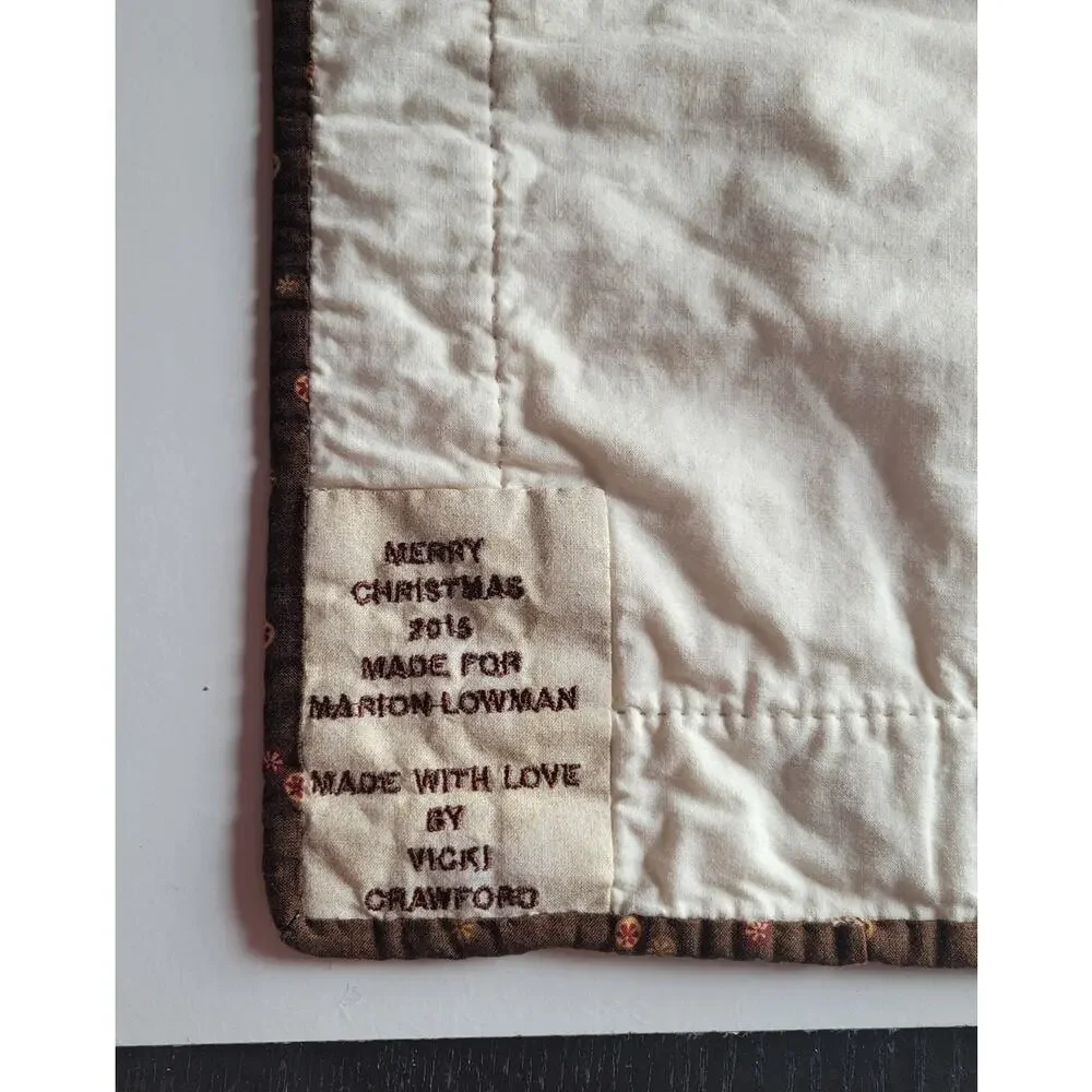 Embroidered Four Seasons Quilted Wall Hanging Handmade Winter Fall